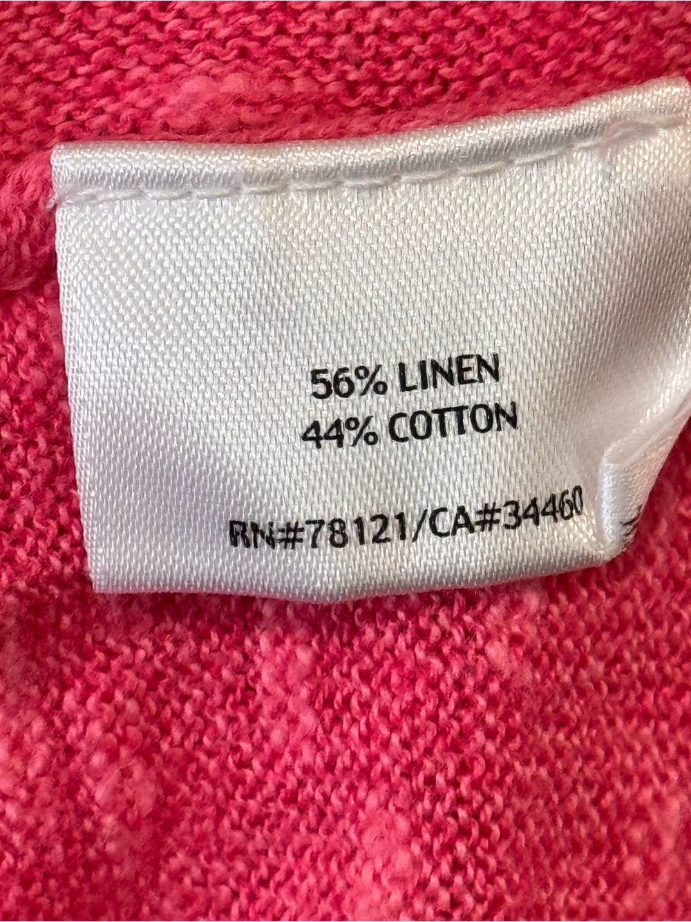 EILEEN FISHER Pink Organic Linen Cotton Blend Half Skeeve Cardigan - Picture 7 of 7